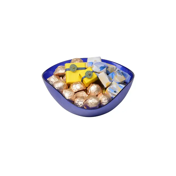 500g Blue Colored Glass bowl, Spring Chocolate Arrangement 