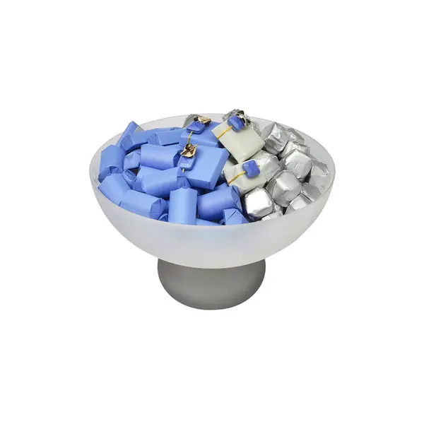 950g Light Grey Footed Colored Glass Bowl, Spring Chocolate Arrangement 