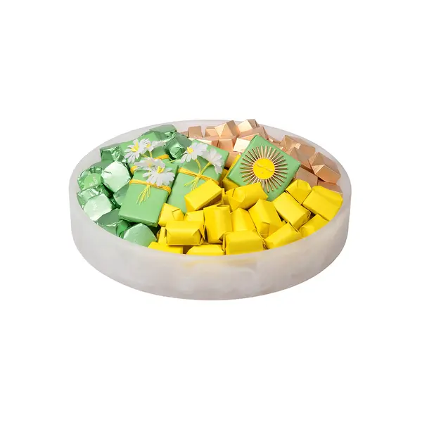 1400g Wide Grey Resin Bowl, Spring Chocolate Arrangement 