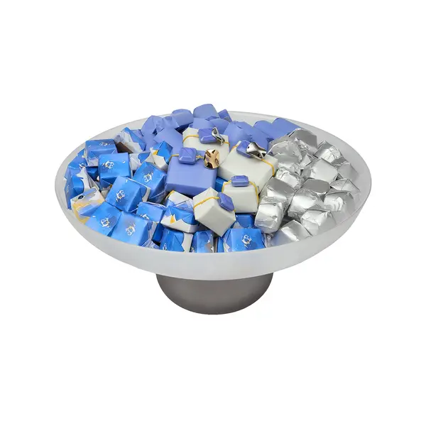 1500g Footed Light Grey Glass Bowl, Spring Chocolate Arrangement 