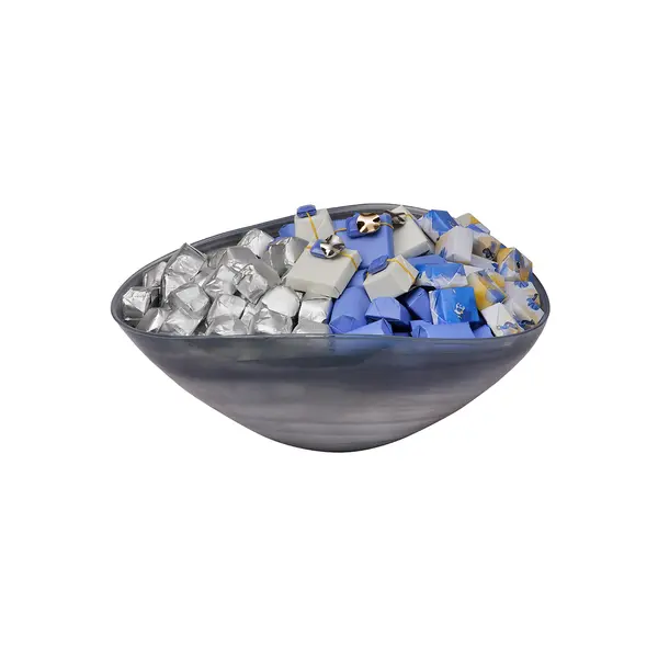 1750g Grey Colored Glass Bowl, Spring Chocolate Arrangement 