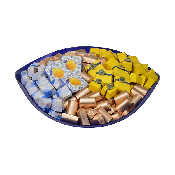 2800g Navy Colored Glass Bowl, Spring Chocolate  Arrangement 