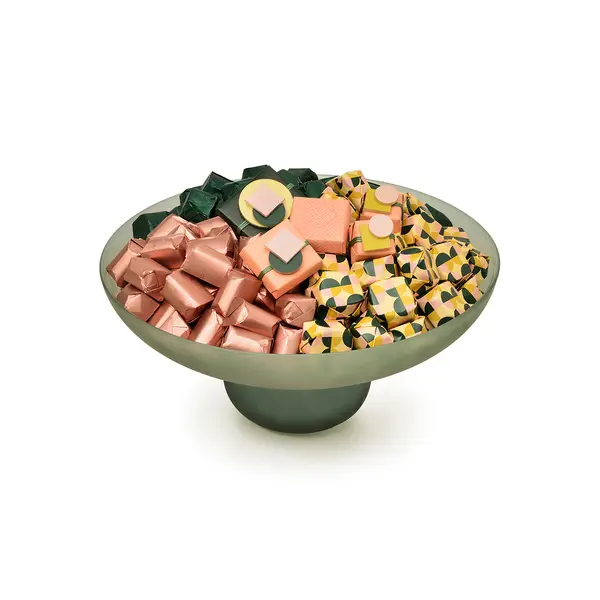 1600g, Green Glass Bowl, Fall Chocolate Arrangement