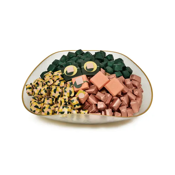 2700g, Gold Rim Bowl, Fall Chocolate Arrangement