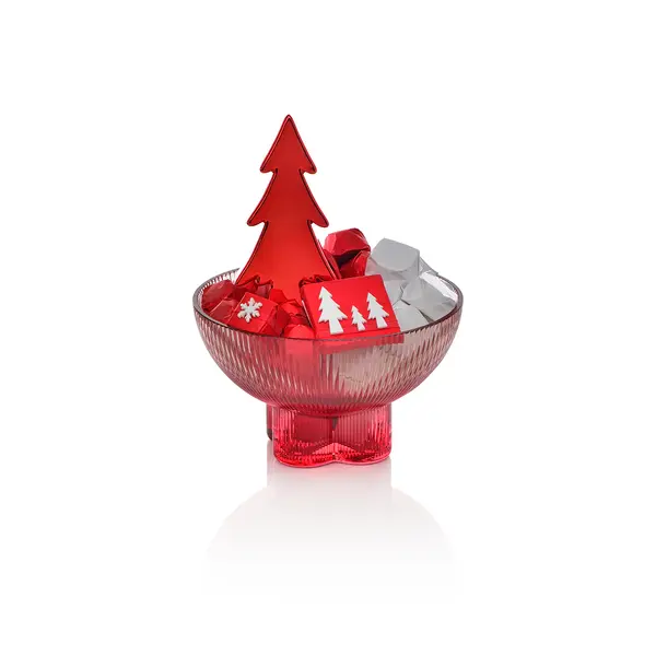 500g Large Red Glass Bowl, Christmas Chocolate Arrangement