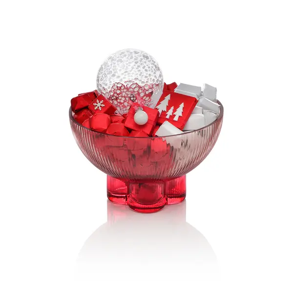 1000g Small Red Glass Bowl, Christmas Chocolate Arrangement