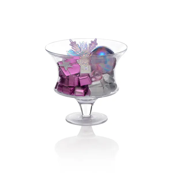 900g Footed Clear Glass Bowl, Christmas Chocolate Arrangement