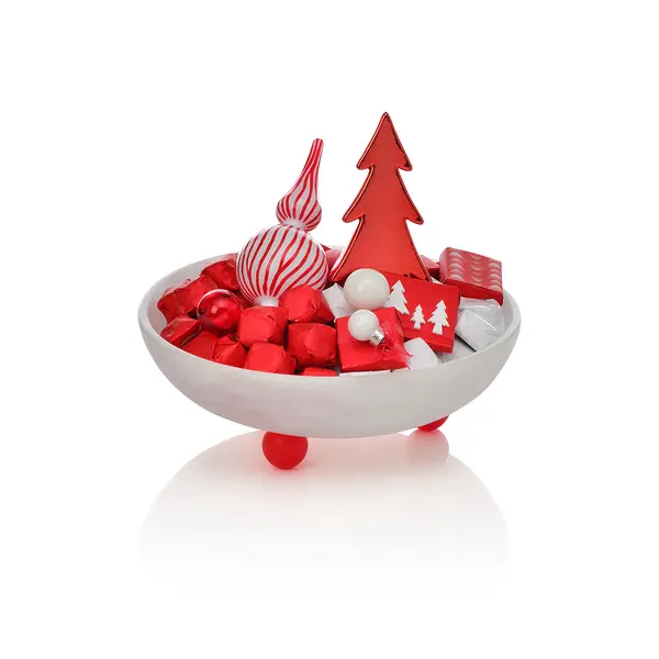 1050g Footed White Resine Bowl, Christmas Chocolate Arrangement