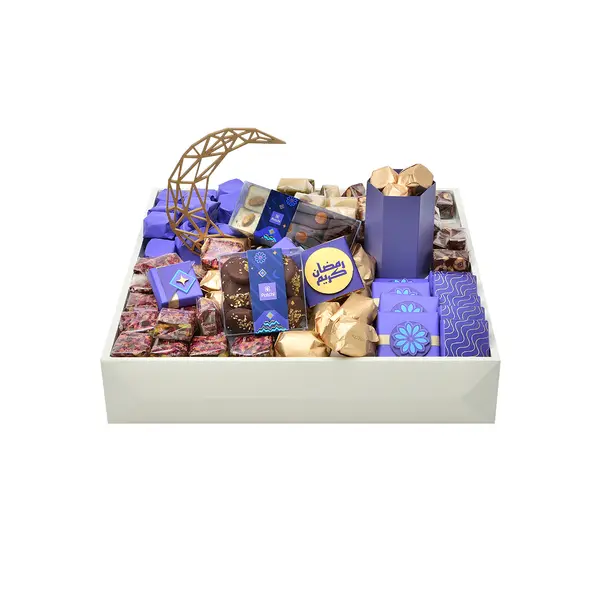 2850g, White wooden tray, Ramadan Chocolate Arrangement