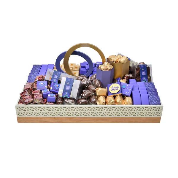 4500g, Arabesque wooden tray, Ramadan Chocolate Arrangement