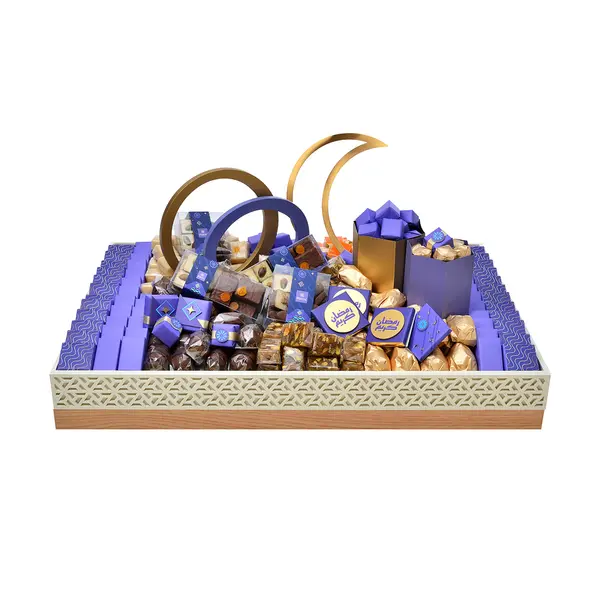5750g, Arabesque wooden tray, Ramadan Chocolate Arrangement