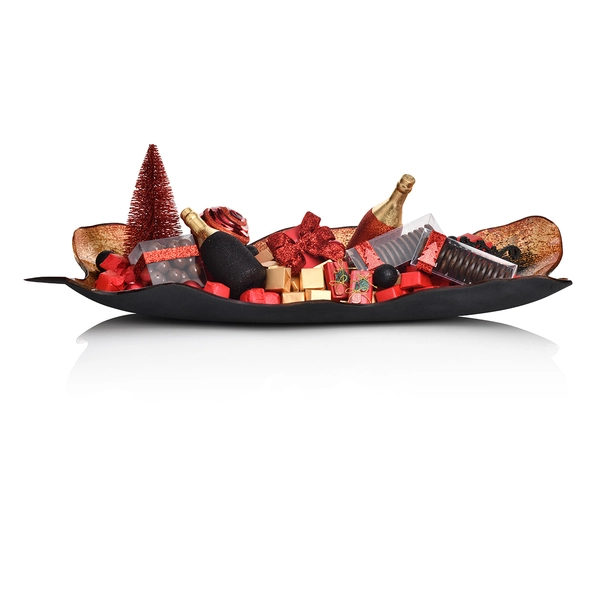 2450g Wide Colored Glass Serving Tray, Christmas Arrangement