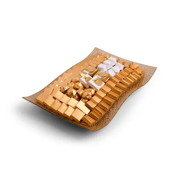 1300g Gold Ribbed Rectangular Tray, Classic Arrangement