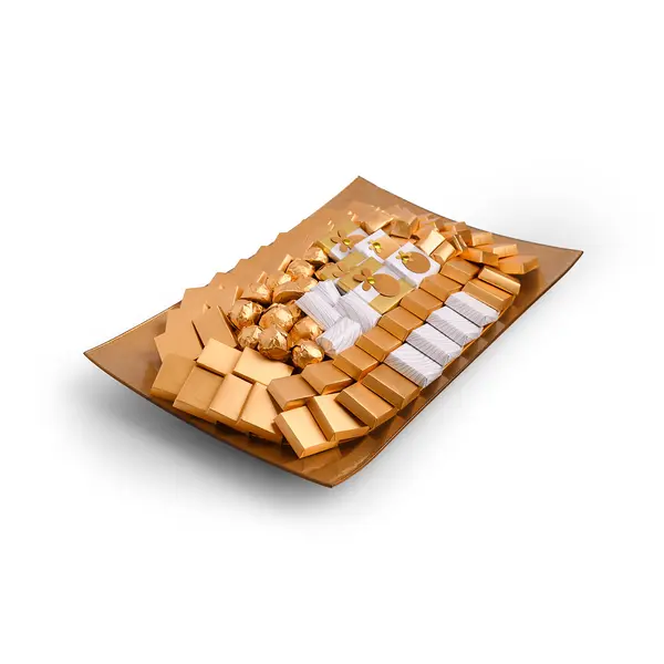1000g Gold Rectangular Tray, Classic Arrangement