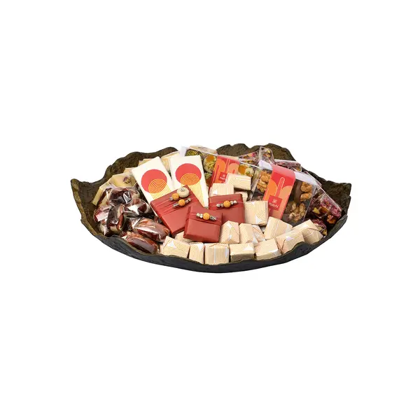 2000g Leaf-Shaped Metal Tray, Ramadan Arrangement