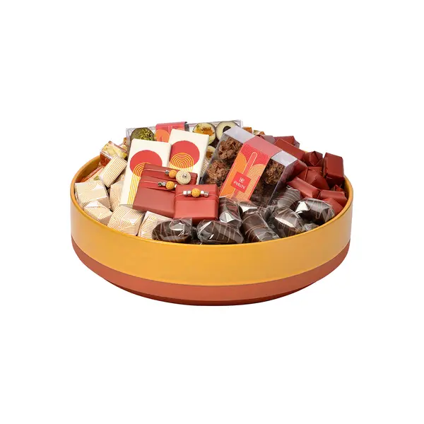 1600g Round Two-Toned Ceramic Tray, Ramadan Arrangement 
