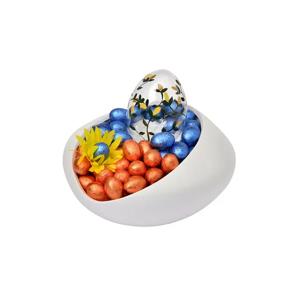 700g White Ceramic Modern Bowl, Easter Arrangement