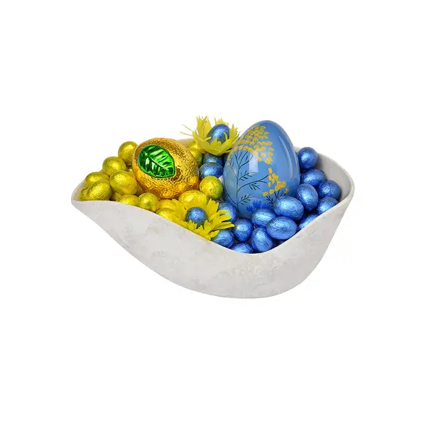 700g Wavy Ceramic Bowl, Easter Arrangement