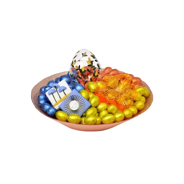 1150g Round Colored Glass Tray, Easter Arrangement