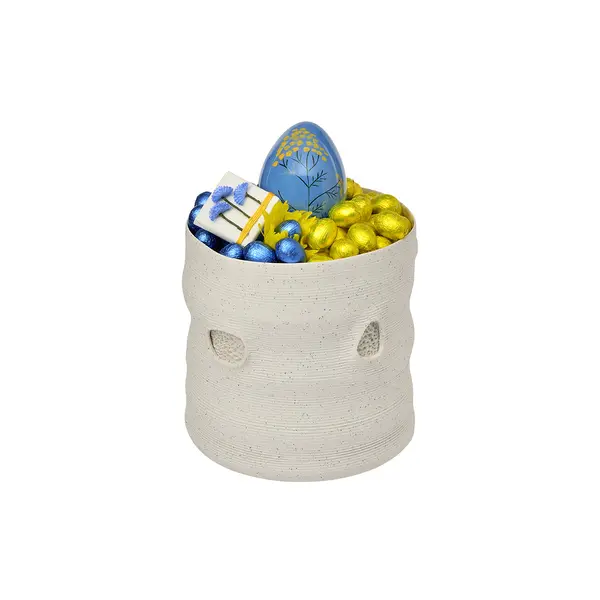 600g Ridged Ceramic Bowl, Easter Arrangement