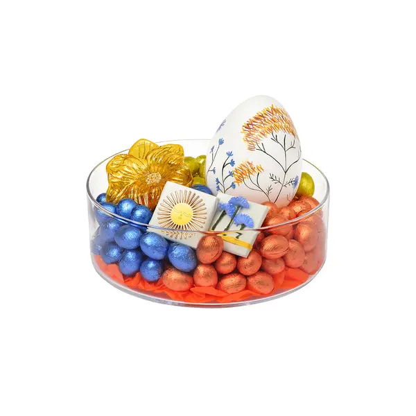 1450g Clear Glass Bowl, Easter Arrangement