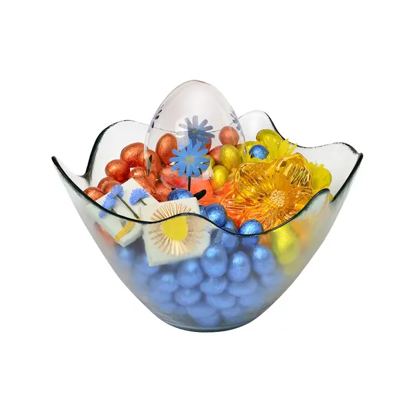 1300g Flower-Shaped Clear Glass Bowl, Easter Arrangement