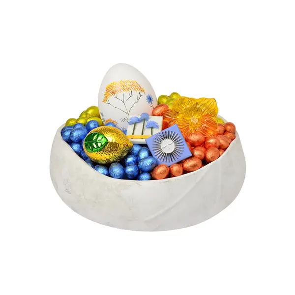 1750g Patterned Ceramic Bowl, Easter Arrangement