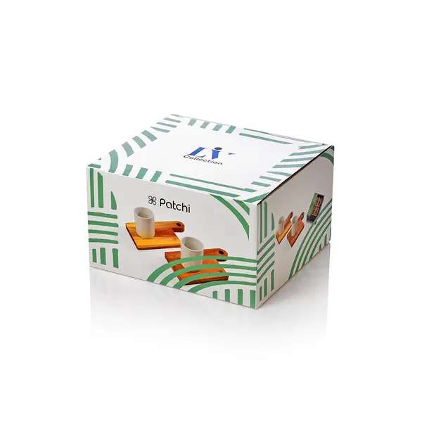 Two Espresso Cups With Wooden Tray and 100g of Chocolate, Liv Collection 