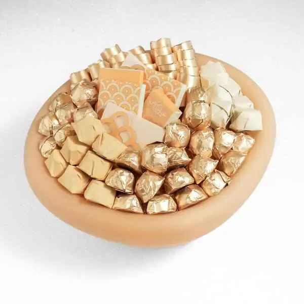 970g Beige Double Glass Bowl, Adha Chococlate Arrangement 