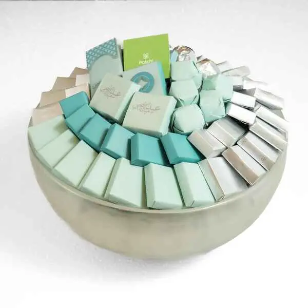 1345g Blue Glass Bowl, Adha Chocolate Arrangement 
