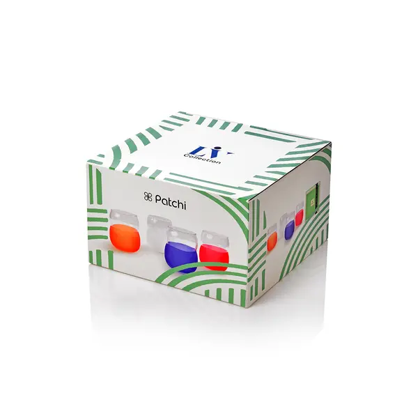 Set of 4 Colorful Glass Cups with 200g of Chocolate, Liv Collection 