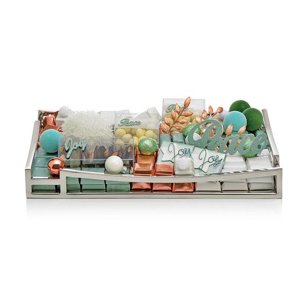 3100g Rectangular Metal Tray With Handles, Christmas Arrangement
