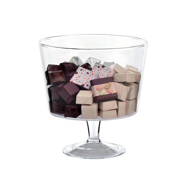 800g Round Footed Clear Glass Bowl, Chocolate Arrangement