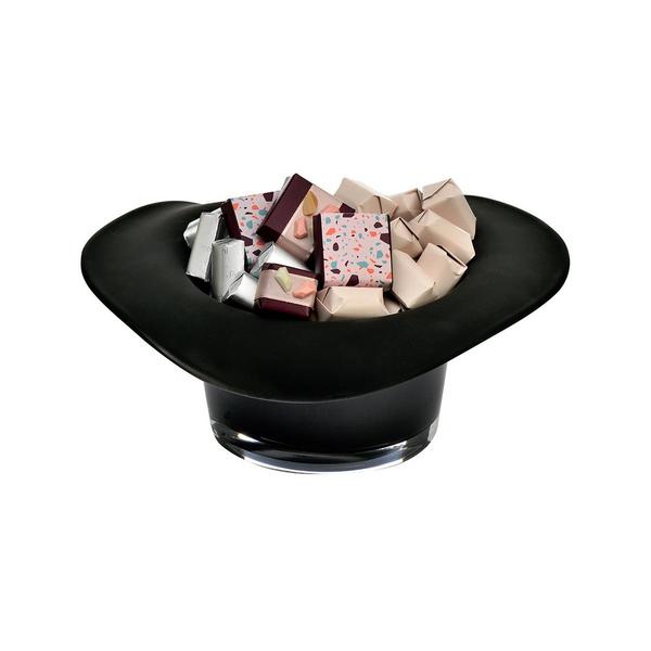 600g Footed Black Glass Bowl, Chocolate Arrangement