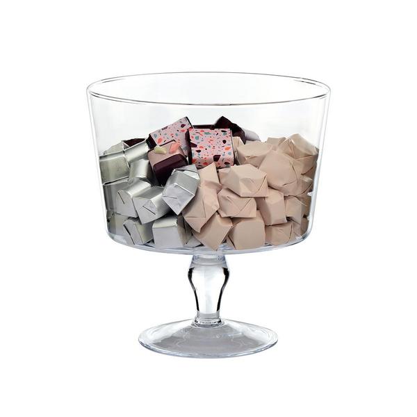 1200g Round Footed Clear Glass Bowl, Chocolate Arrangement