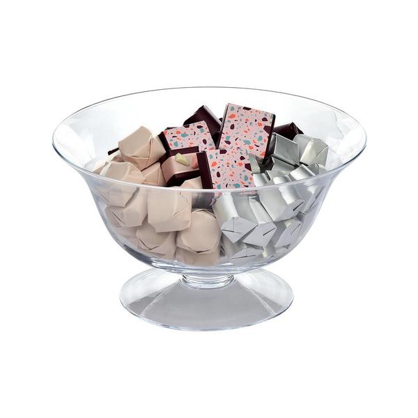 980g Footed Round Clear Glass Bowl, Chocolate Arrangement