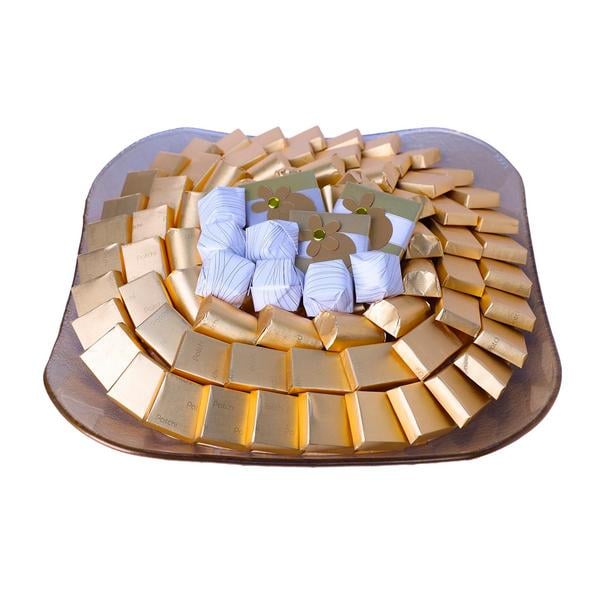 1260g Modern Golden Plate with Curved Borders, Classic Arrangement