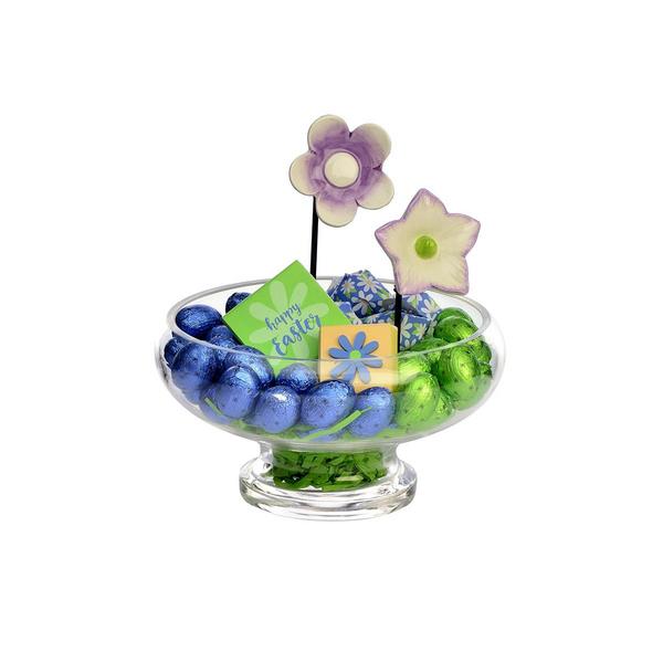 Footed Clear Glass Bowl, Easter Arrangement, 750g