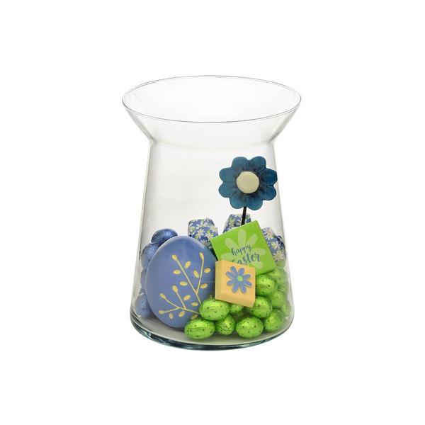 Clear Glass Vase with Special Border Design, Easter Arrangement, 800g