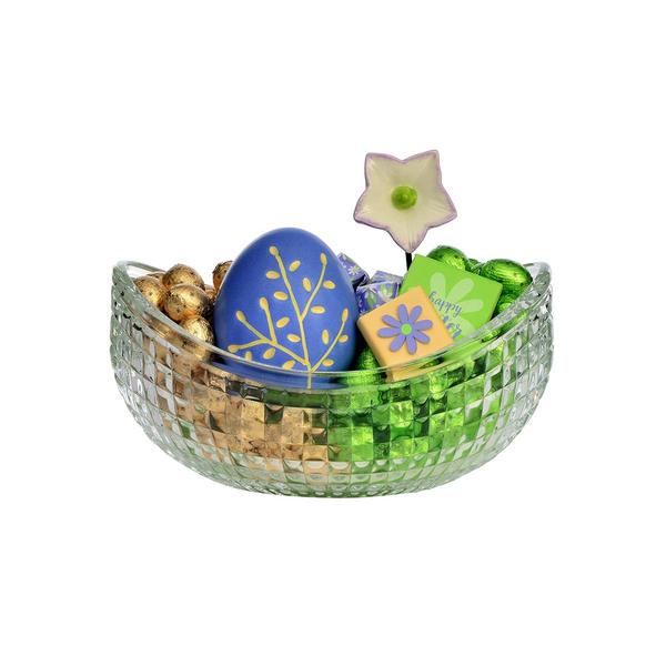 Clear Glass Bowl with Ridged Design, Easter Arrangement, 740g