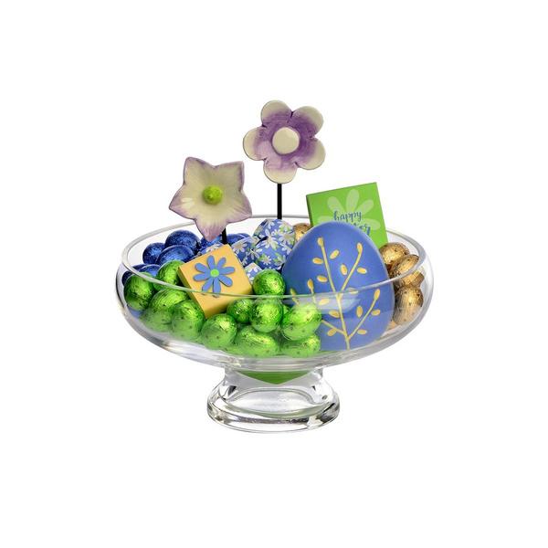 Footed Clear Glass Bowl, Easter Arrangement, 900g