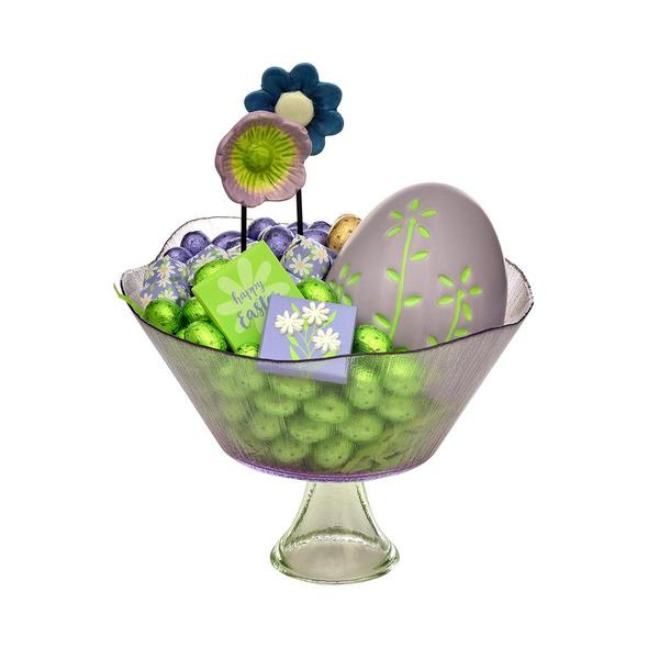 Footed Colored Glass Bowl with Curved Borders, Easter Arrangement,1400g