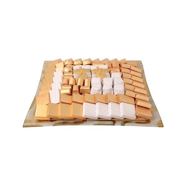 2000g Clear Glass Tray With Gold Pattern, Classic Arrangement