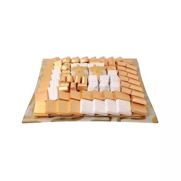 2000g Clear Glass Tray With Gold Pattern, Classic Arrangement