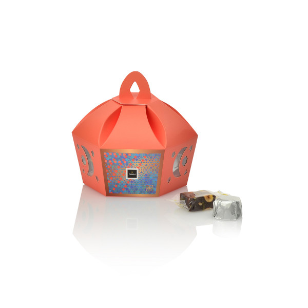 علبة على شكل قنديل مع 145g الشوكولاته و النوغا - هدية رمضان