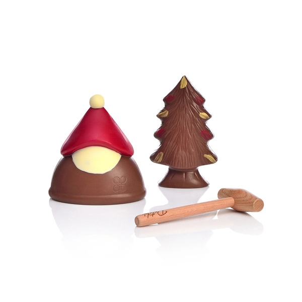 225g Santa  Chocolate Figurine With Chocolate Tree and Hammer