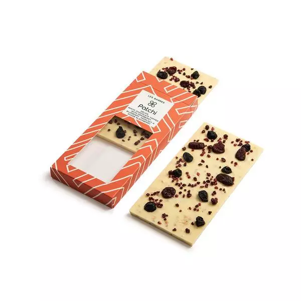 White Chocolate Bar With Cranberry, Blueberry, Hazelnut, & Blackberry Sugar, Délice, 120g