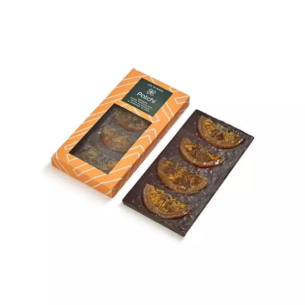 Dark Chocolate Bar With Crisped Almonds & Orange Slices, Orange, 130g