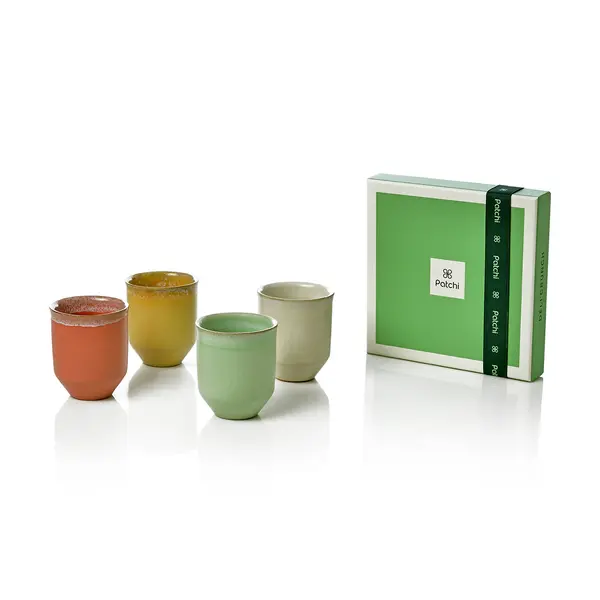 Set of 4 Colorful Espresso Cups with 135g of Chocolate, Liv Collection  