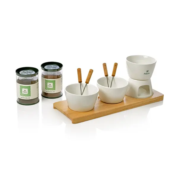 Chocolate Fondue Set with two boxes of Les Rondelles, Liv Collection